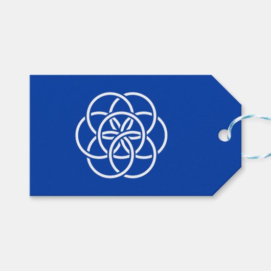 Internationale vlag van planeet aarde cadeaulabel (Voorkant (Horizontaal))