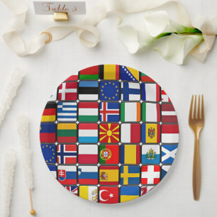 Internationale vlaggen collectie, papieren bordje