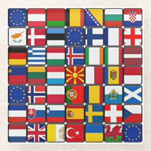 Internationale vlaggen collectie, wereldburgers glazen onderzetter