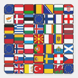 Internationale vlaggen collectie, wereldvlaggen vierkante sticker