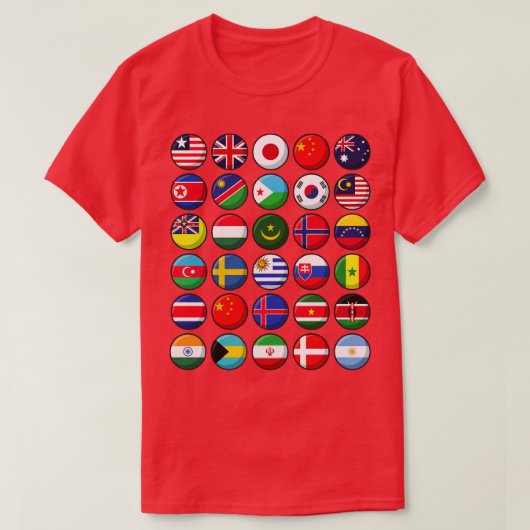 Internationale vlaggen van de wereld 30 landen Cir T-shirt (Design voorkant)