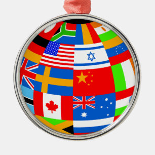 internationale vlaggen wereld aarde metalen ornament