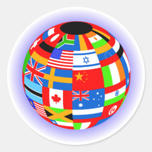 internationale vlaggen wereld aarde ronde sticker