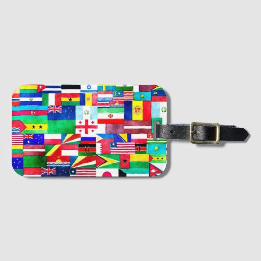 Internationale vlaggenkollage bagagelabel (Voorkant (horizontaal))
