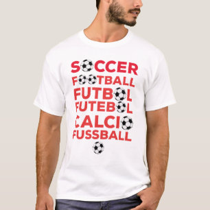 Internationale Voetbal Namen Typografie Rood Sport T-shirt
