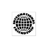 Internationale Vriendschap met wereldbol icoon Rubberstempel (Afrduk)