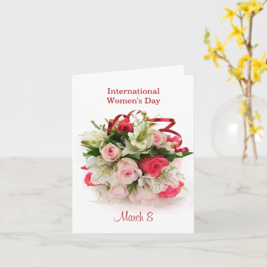Internationale Vrouwendaagse rozen- en leukekaart Kaart (Gele Bloem)