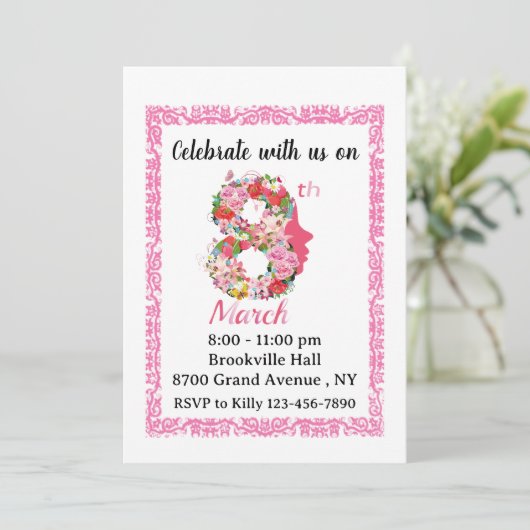 Internationale Vrouwendag 08 2024 Uitnodiging (Staand voorkant)