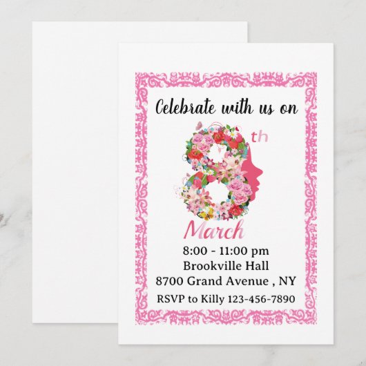 Internationale Vrouwendag 08 2024 Uitnodiging (Voorkant / Achterkant)