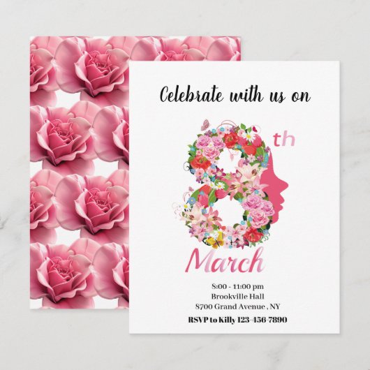 Internationale Vrouwendag 08 2025 Uitnodiging (Voorkant / Achterkant)