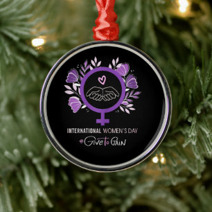 Internationale Vrouwendag 2026 8 maart Metalen Ornament