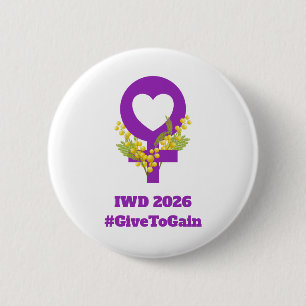 Internationale Vrouwendag 2026 IWD Geef Om Te Krij Ronde Button 5,7 Cm