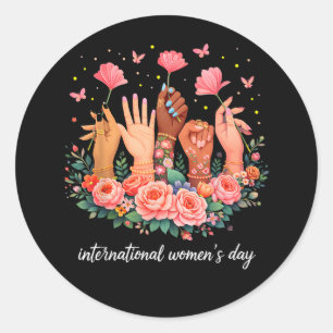 Internationale Vrouwendag 8 maart 2026 Ronde Sticker