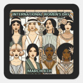 Internationale Vrouwendag 8 maart Art Deco Vierkante Sticker (Voorkant)