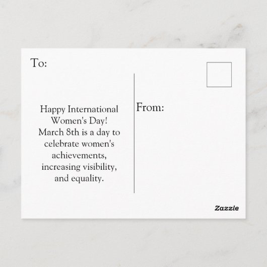 Internationale Vrouwendag 8 maart Briefkaart (Achterkant)