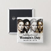 Internationale Vrouwendag | 8 maart Button (Voorkant /achterkant)