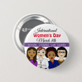Internationale Vrouwendag 8 maart Button (Voorkant /achterkant)