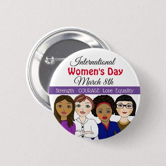 Internationale Vrouwendag 8 maart Button (Voorkant /achterkant)