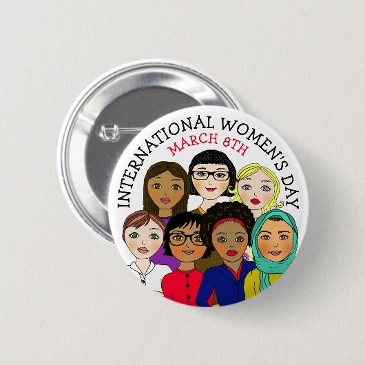 Internationale Vrouwendag 8 maart Button (Voorkant /achterkant)