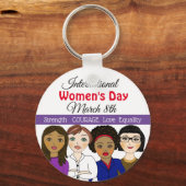 Internationale Vrouwendag 8 maart Button Sleutelhanger (Voorkant)