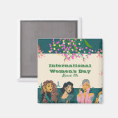 Internationale Vrouwendag 8 maart Floral Magneet (Voorkant / Achterkant)