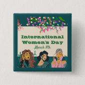 Internationale Vrouwendag 8 maart Floral Vierkante Button 5,1 Cm (Voorkant)
