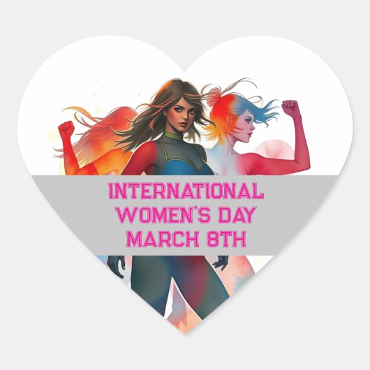 Internationale Vrouwendag - 8 maart Hart Hart Sticker (Voorkant)