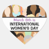 Internationale Vrouwendag - 8 maart Hart Sticker (Voorkant)