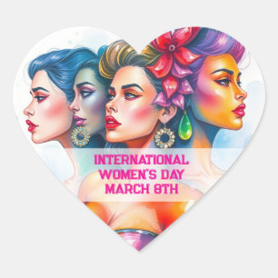 Internationale Vrouwendag - 8 maart Hart Sticker