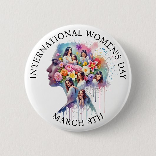Internationale Vrouwendag 8 maart IWD Ronde Button 5,7 Cm (Voorkant)