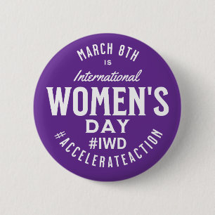 Internationale Vrouwendag 8 maart IWD Ronde Button 5,7 Cm