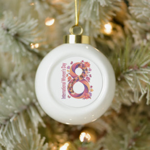 Internationale Vrouwendag 8 maart Keramische Bal Ornament