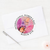Internationale Vrouwendag 8 maart Pink Art Ronde Sticker (Envelop)