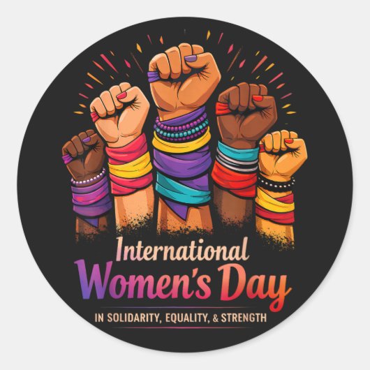 Internationale Vrouwendag 8 maart Ronde Sticker (Voorkant)