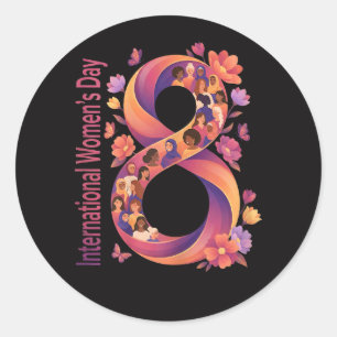 Internationale Vrouwendag 8 maart Ronde Sticker