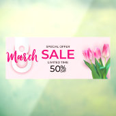 Internationale Vrouwendag 8 maart Sale Roze Rozen Raamsticker (Vel 3)