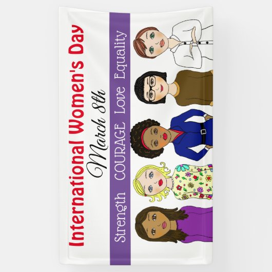 Internationale Vrouwendag 8 maart Spandoek (Verticaal)