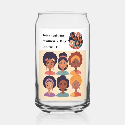 Internationale Vrouwendag 8 maart Stijlvol Blikvorm Glas (Voorkant)