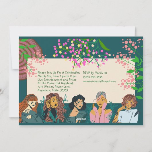 Internationale Vrouwendag 8 maart Uitnodiging (Achterkant)