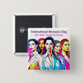Internationale Vrouwendag 8 maart Vierkante Button 5,1 Cm (Voorkant /achterkant)