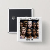 Internationale Vrouwendag 8 maart Vierkante Button 5,1 Cm (Voorkant /achterkant)