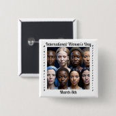 Internationale Vrouwendag 8 maart Vierkante Button 5,1 Cm (Voorkant /achterkant)