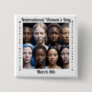 Internationale Vrouwendag 8 maart Vierkante Button 5,1 Cm