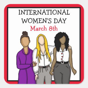 Internationale Vrouwendag 8 maart Vierkante Sticker