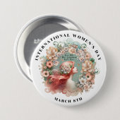 Internationale Vrouwendag 8 maart Vrouwelijk Ronde Button 7,6 Cm (Voorkant /achterkant)