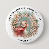 Internationale Vrouwendag 8 maart Vrouwelijk Ronde Button 7,6 Cm (Voorkant)