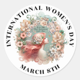 Internationale Vrouwendag 8 maart Vrouwelijk Ronde Sticker