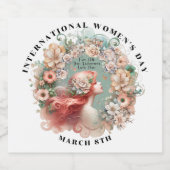 Internationale Vrouwendag 8 maart Vrouwelijk Sparkling Wijnetiket (Enkel label)