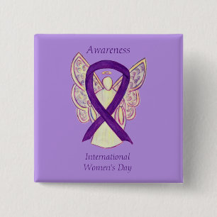 Internationale Vrouwendag: Angel Pins Vierkante Button 5,1 Cm