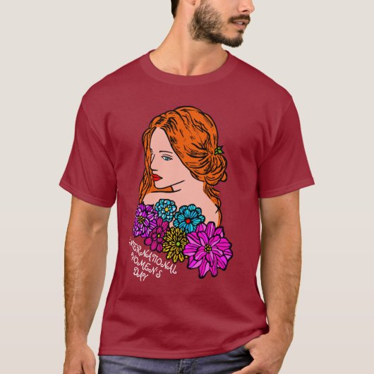 Internationale Vrouwendag Auburn Hair Lady Unisex T-shirt (Voorkant)